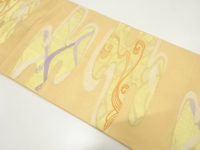 JAPANESE KIMONO / ANTIQUE FUKURO OBI / SILK / WOVEN MIST & WAVE